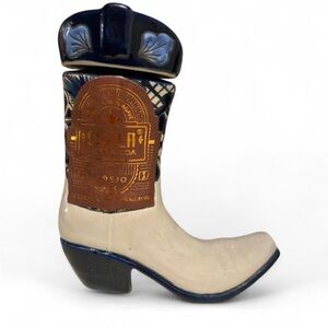 CHULA PARRANDA CERAMIC Hand Painted BOOTS Canister Blue White